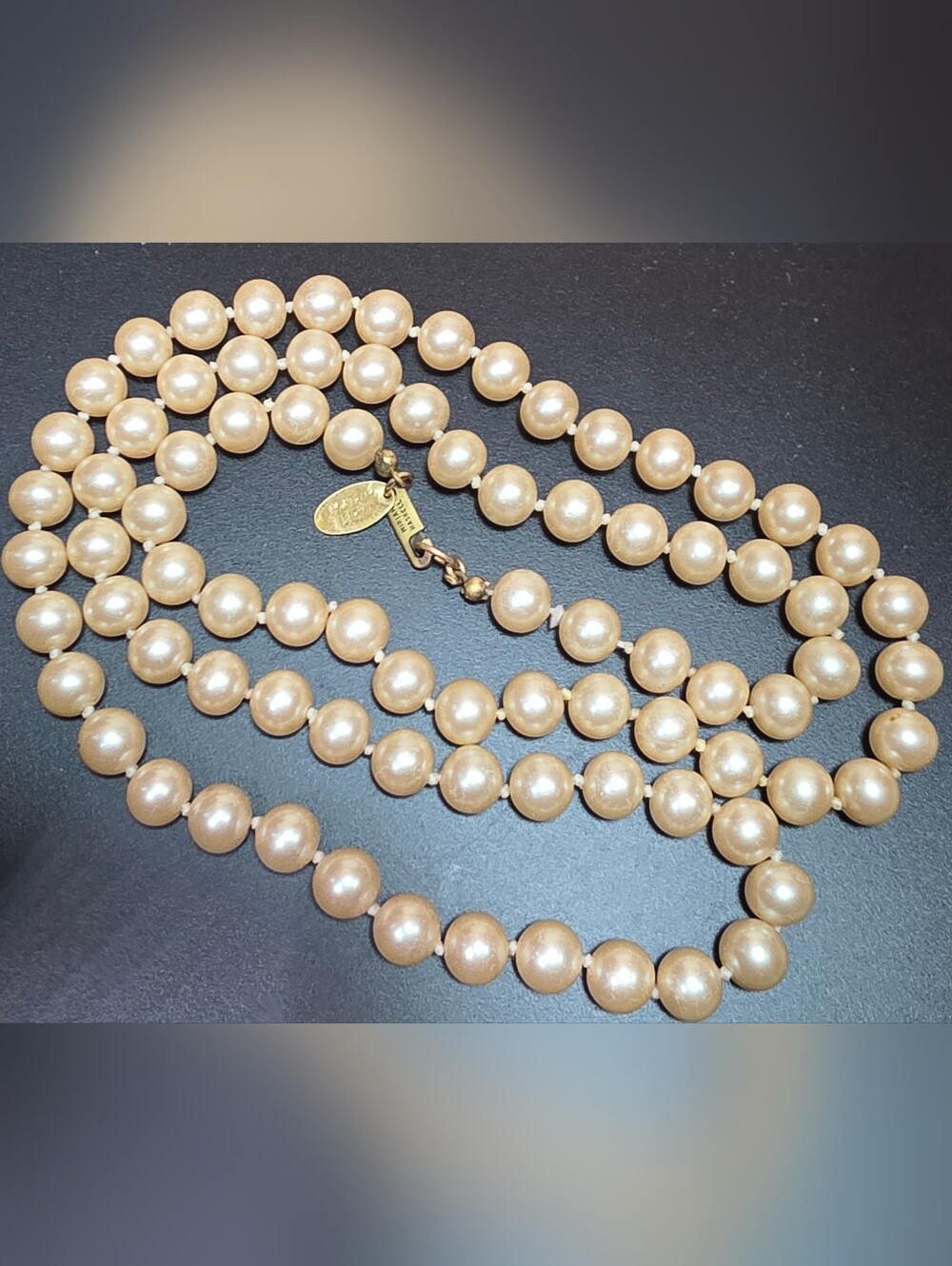 MIRIAM HASKELL PEARL NECKLACE GORGEOUS LUSTER EXCELLENT CONDITION 32 IN